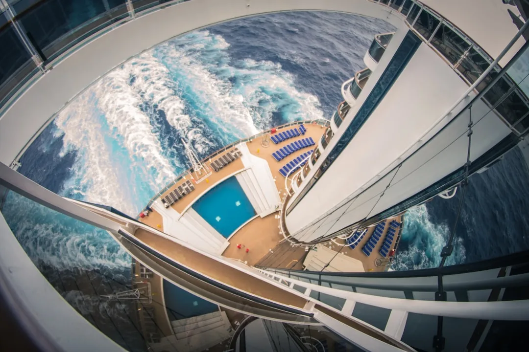 Luxury cruise ship fine dining restaurant with ocean views