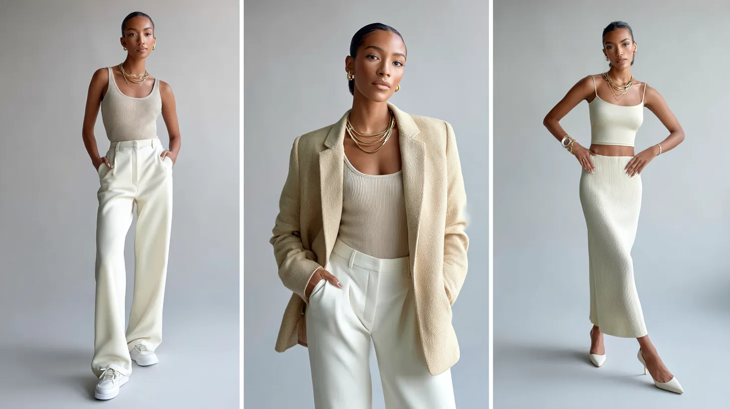 Three clean girl aesthetic outfits 2026 — casual, work and evening looks in warm neutral tones