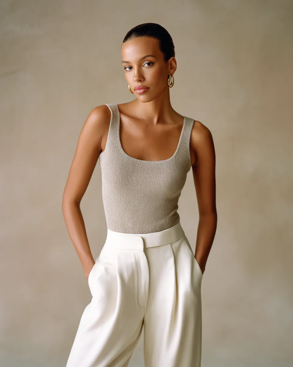 Clean girl aesthetic look with minimal gold jewelry and glowing skin, 2026