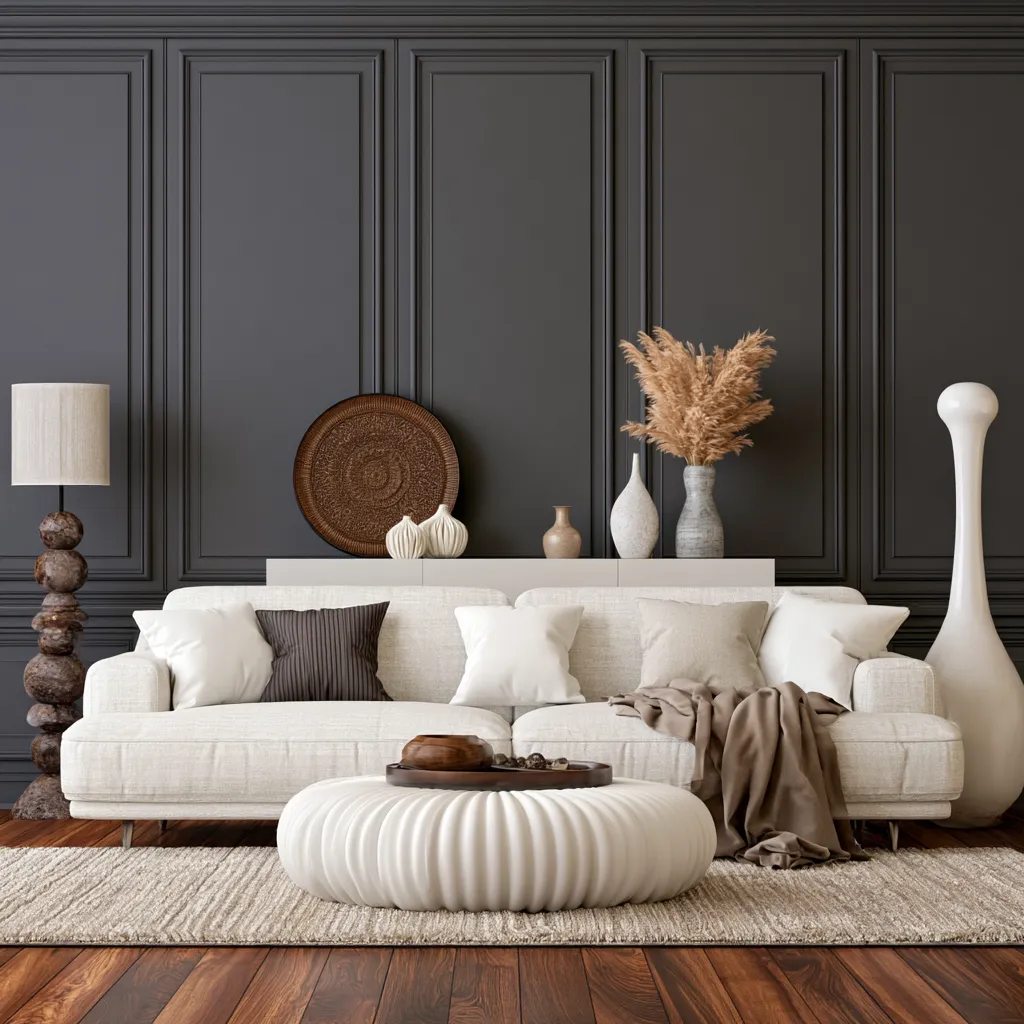 Feng shui home decor with five elements balance in open-plan space