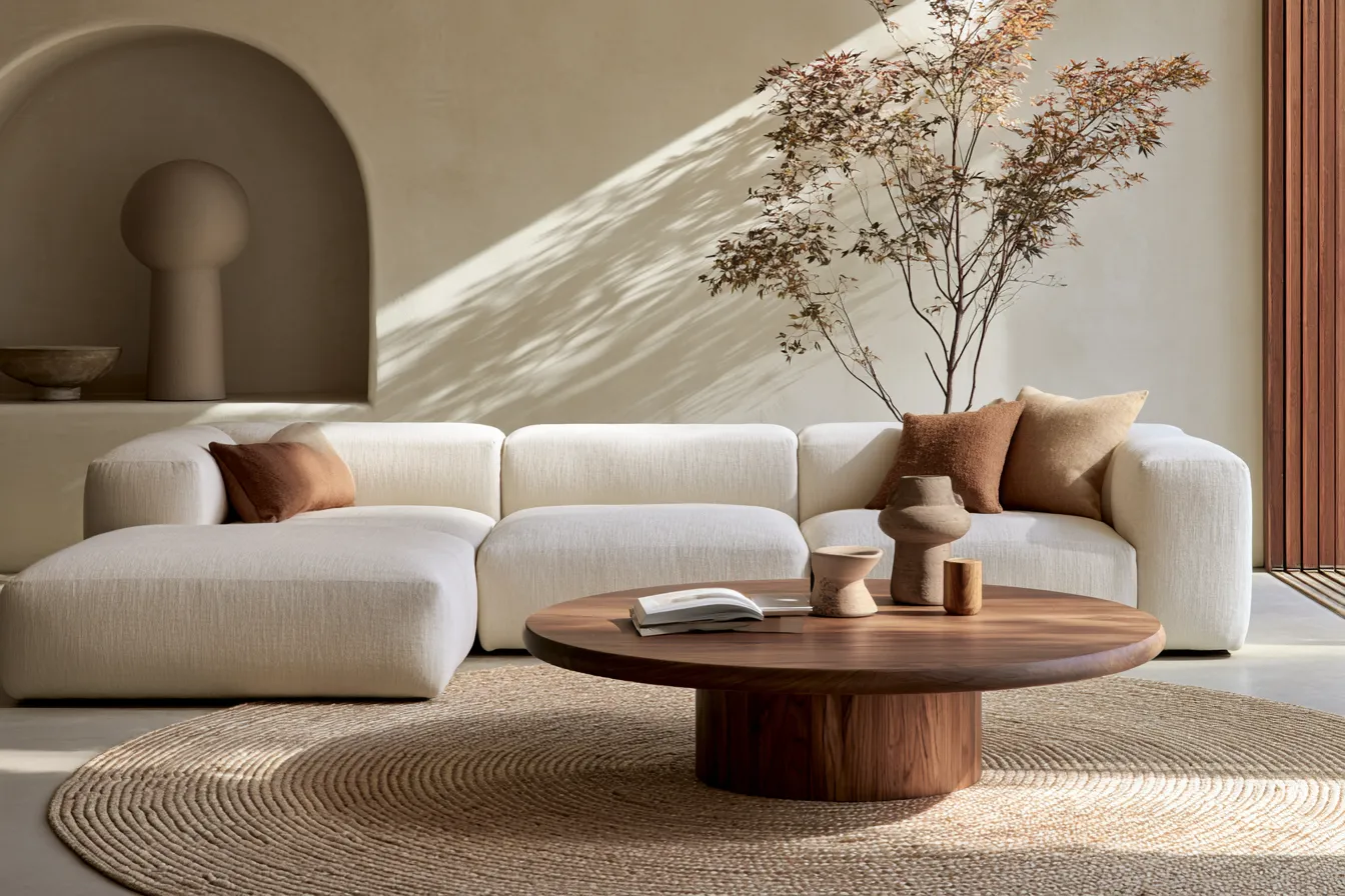 Sofa and seating furniture decor in a styled editorial living room