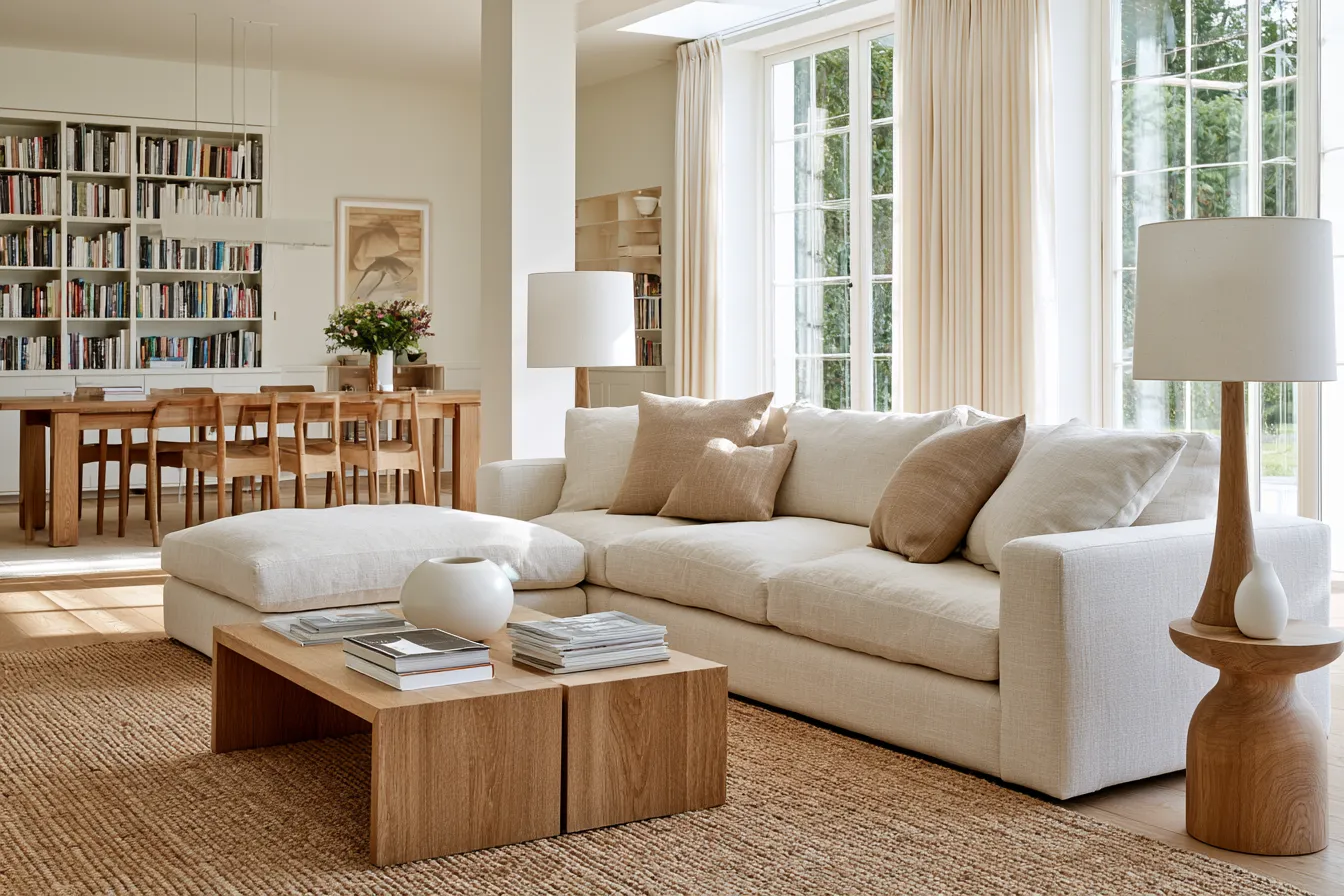 Furniture decor ideas across multiple rooms in a bright open-plan home