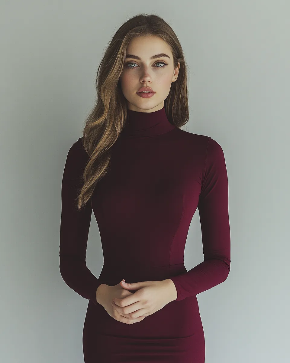Bodycon dress outfit idea — deep red long-sleeve midi look