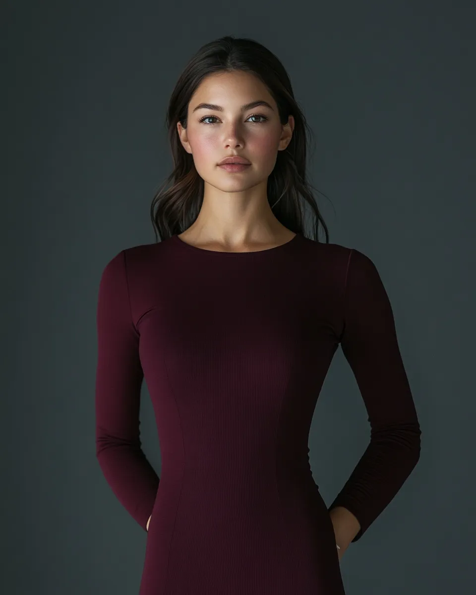 Best bodycon midi dress outfits — long sleeve burgundy styling