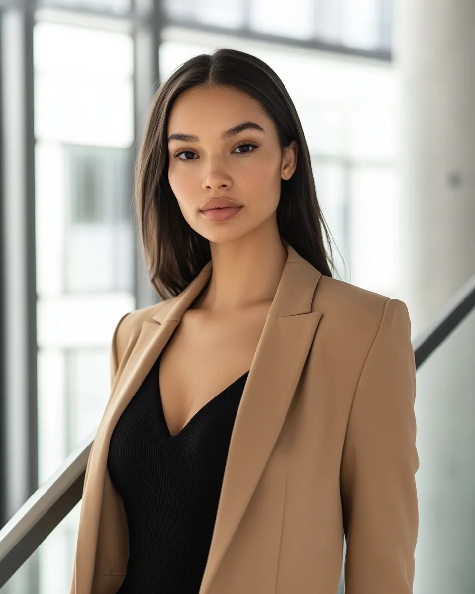 Office bodycon dress outfit idea — oversized blazer editorial