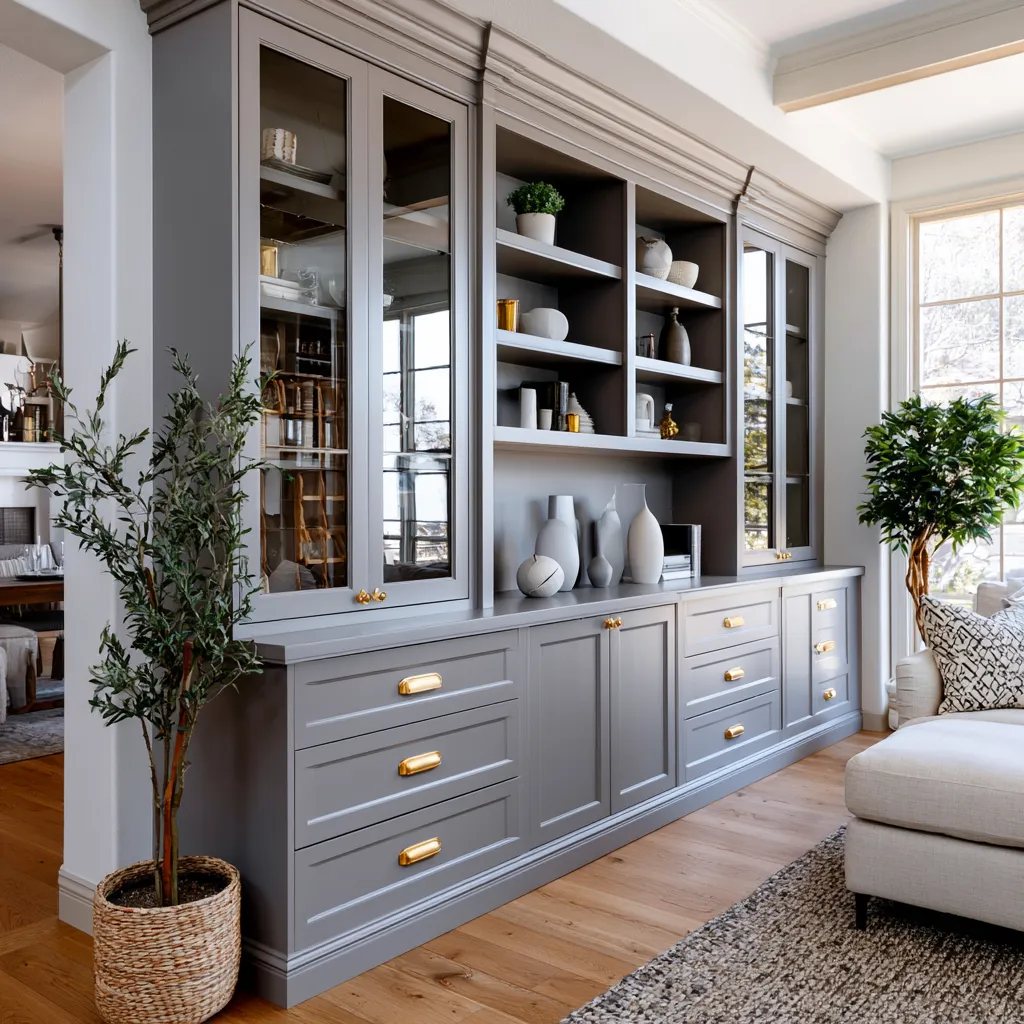 Professional cabinet customization project with painted doors and hardware