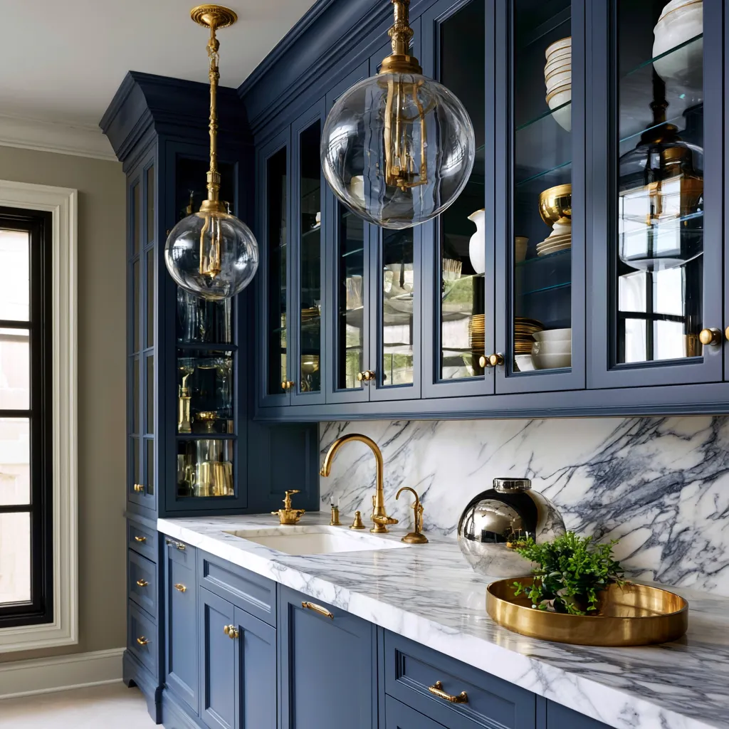 Custom painted cabinet doors in rich color tone