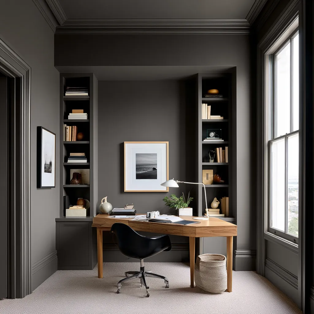 Interior with matching wall and ceiling paint treatment