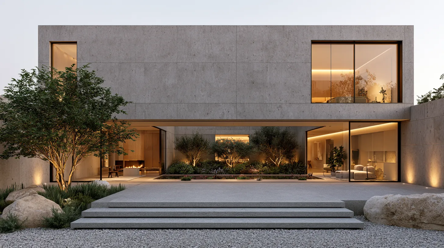 Modern home garden design ideas where interior courtyard connects seamlessly with exterior landscape