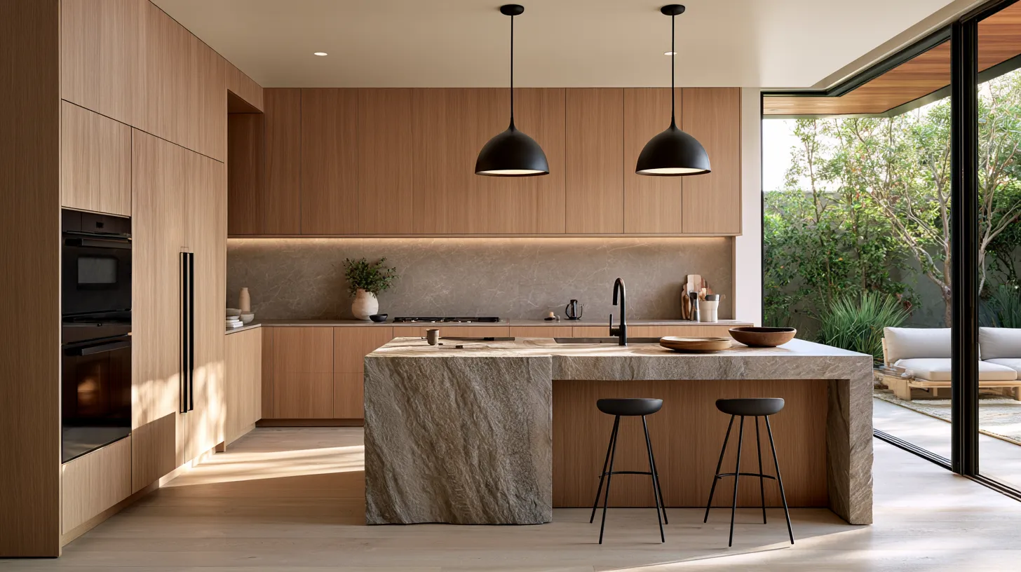 Best kitchen design ideas showcasing a minimalist layout with editorial lighting