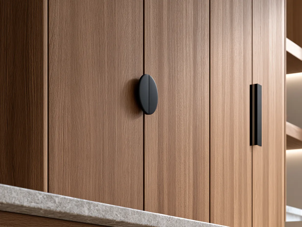 Best kitchen cabinet ideas showing flat-panel oak with push-to-open design