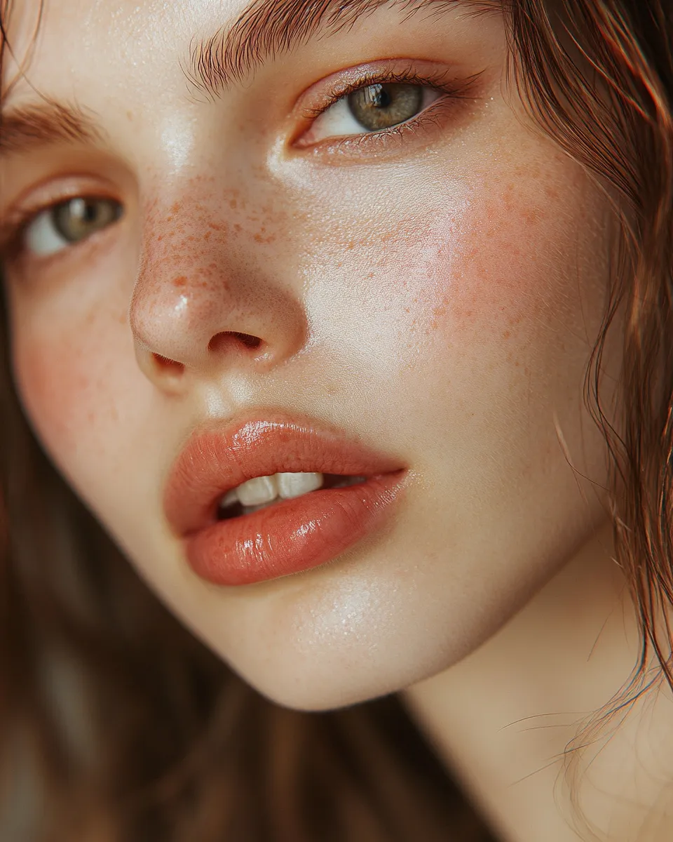 Fresh-faced beauty portrait showing dewy skin and minimal makeup for everyday look