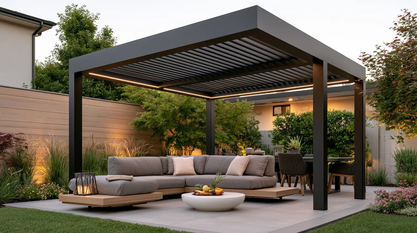 Outdoor patio cover ideas including tensioned sail canopy and aluminum pergola for summer comfort