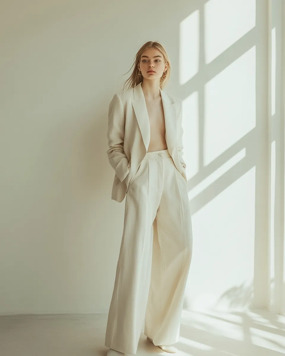 Petite fashion — tonal dressing with wide-leg trousers