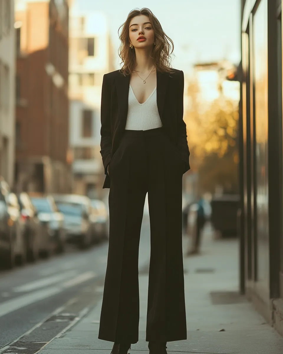 Best trouser outfit for petite frame — tailored wide leg
