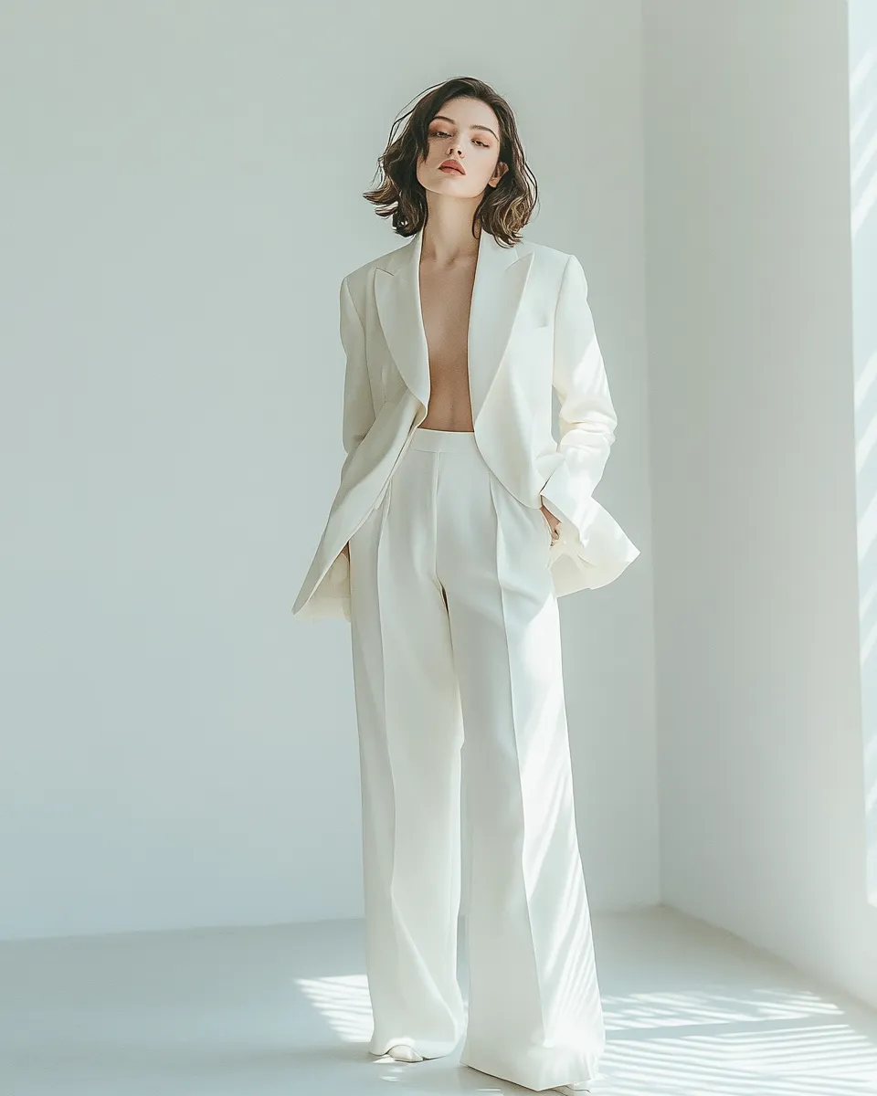 All-cream petite outfit idea — blazer and trousers