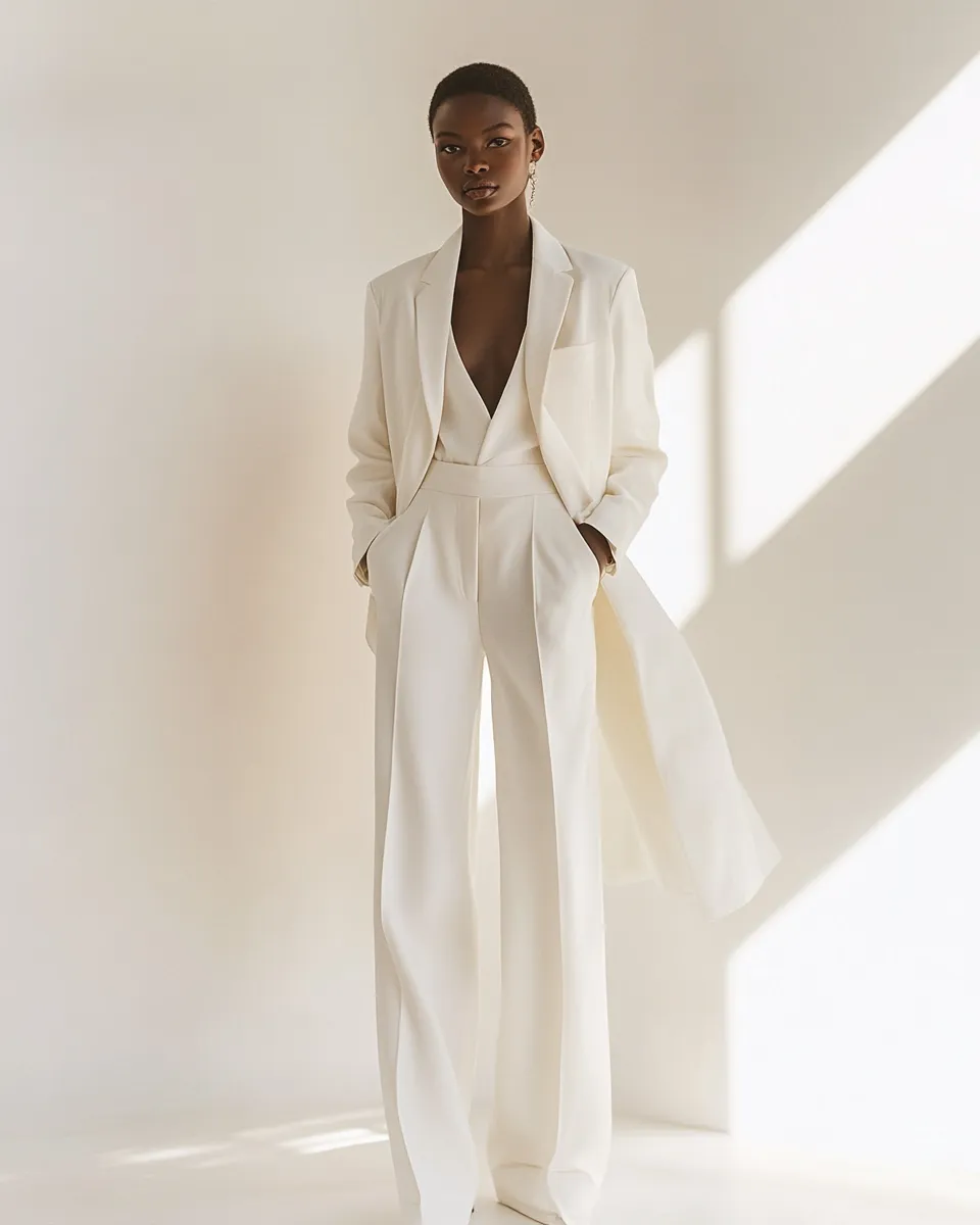 Petite style editorial — monochrome tonal look