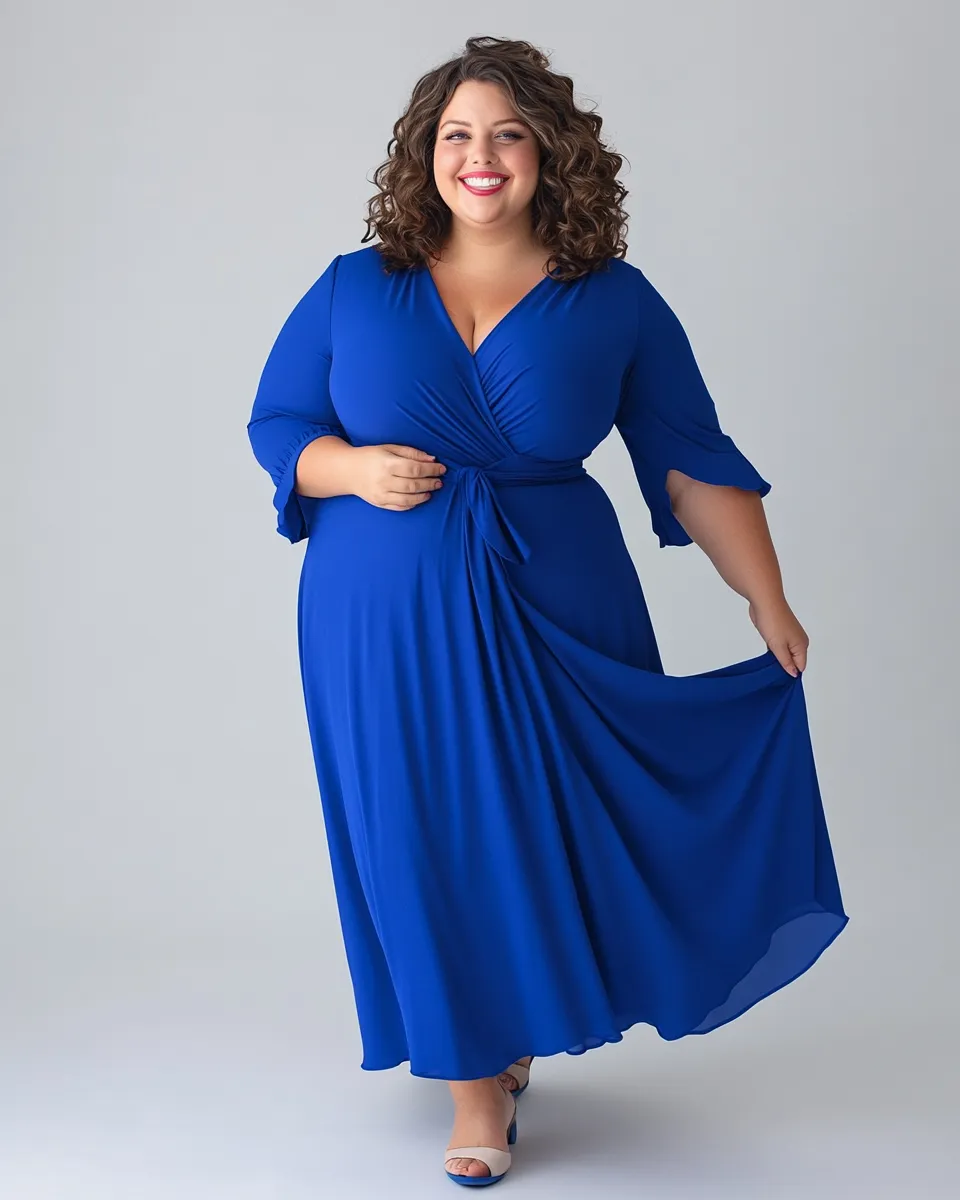 Best plus size dress outfit 2026 — cobalt midi silhouette