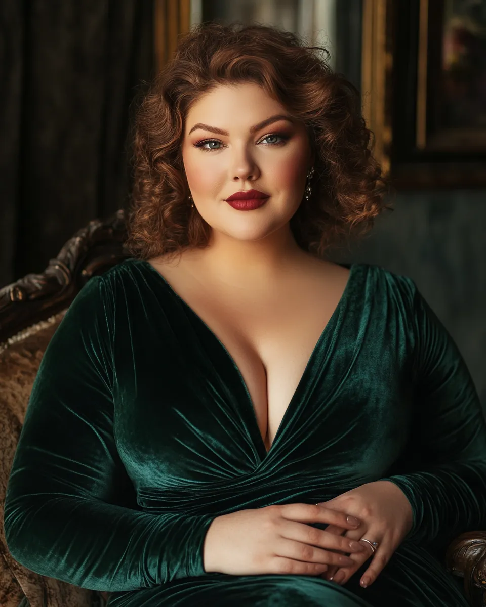 Best plus size dress for evening 2026 — deep green velvet