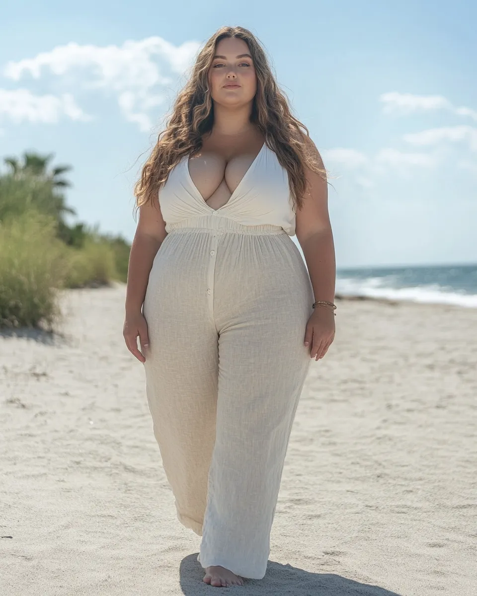 Plus size summer outfit 2026 — linen wide-leg trousers