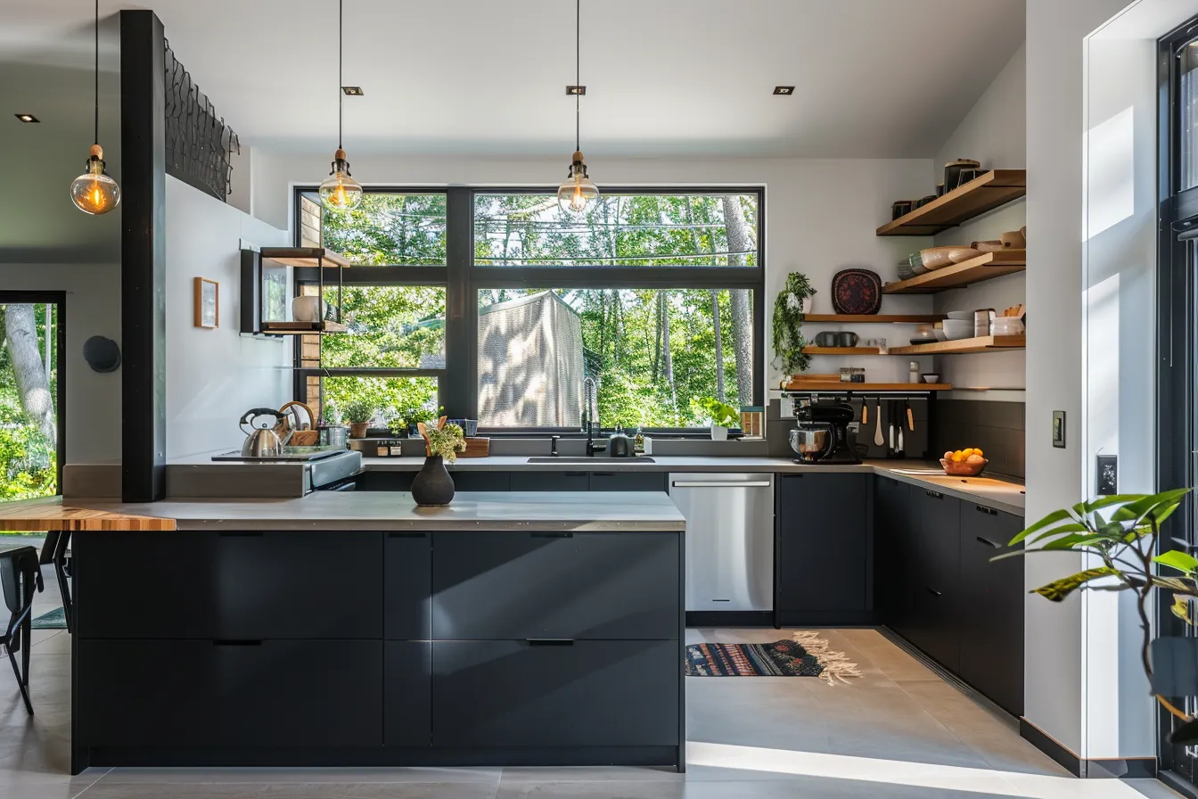 Kitchen island ideas for small houses with natural daylight and minimal clutter