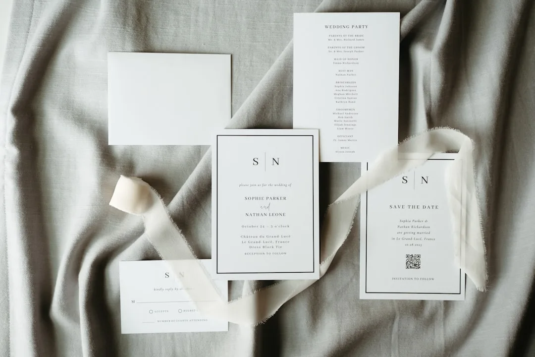 Luxe wedding day stationery suite with vellum overlay, handmade paper, and subtle metallic accents