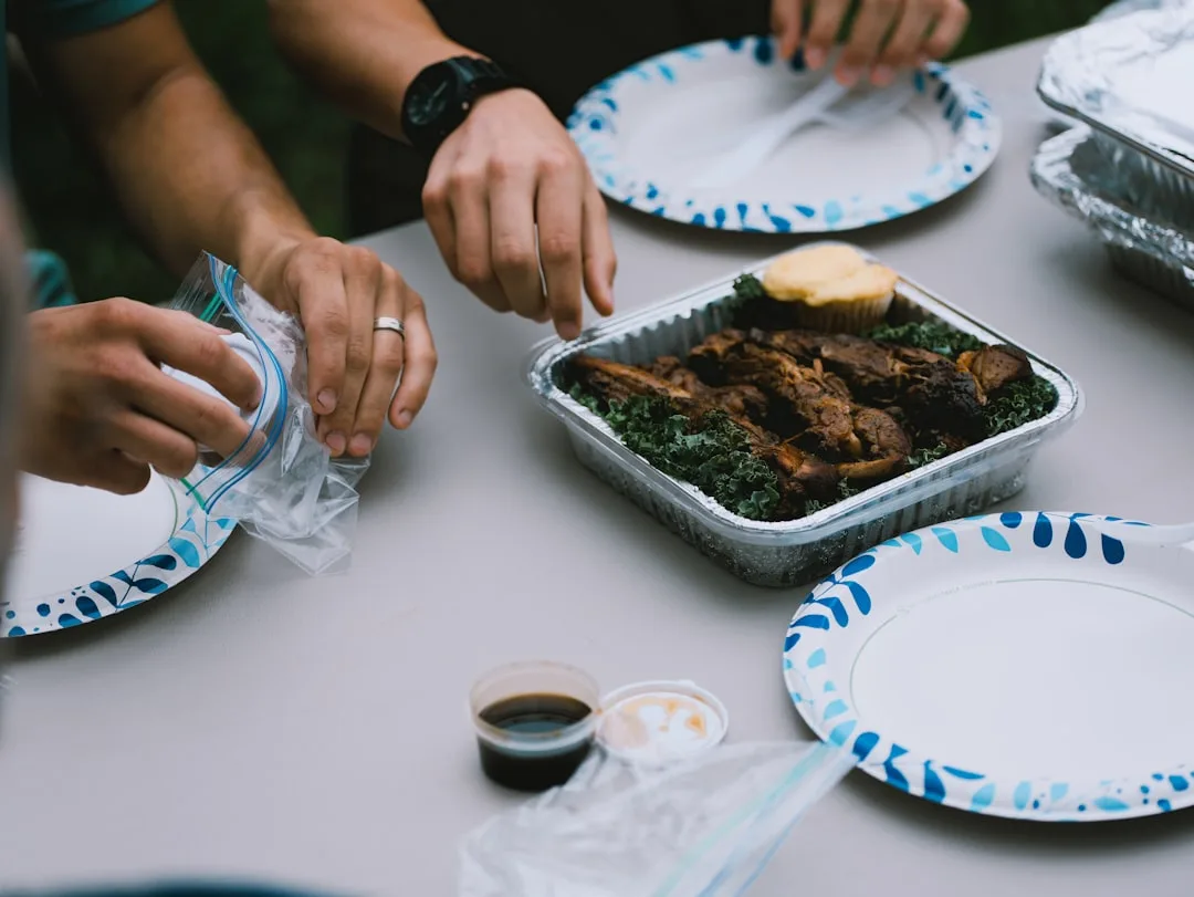 Eco-friendly event catering with reusable dinnerware and local sourcing displayed detail 4