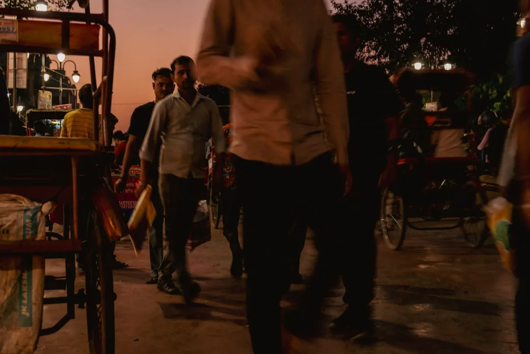 people arriving at evening celebration timing — perspective 2