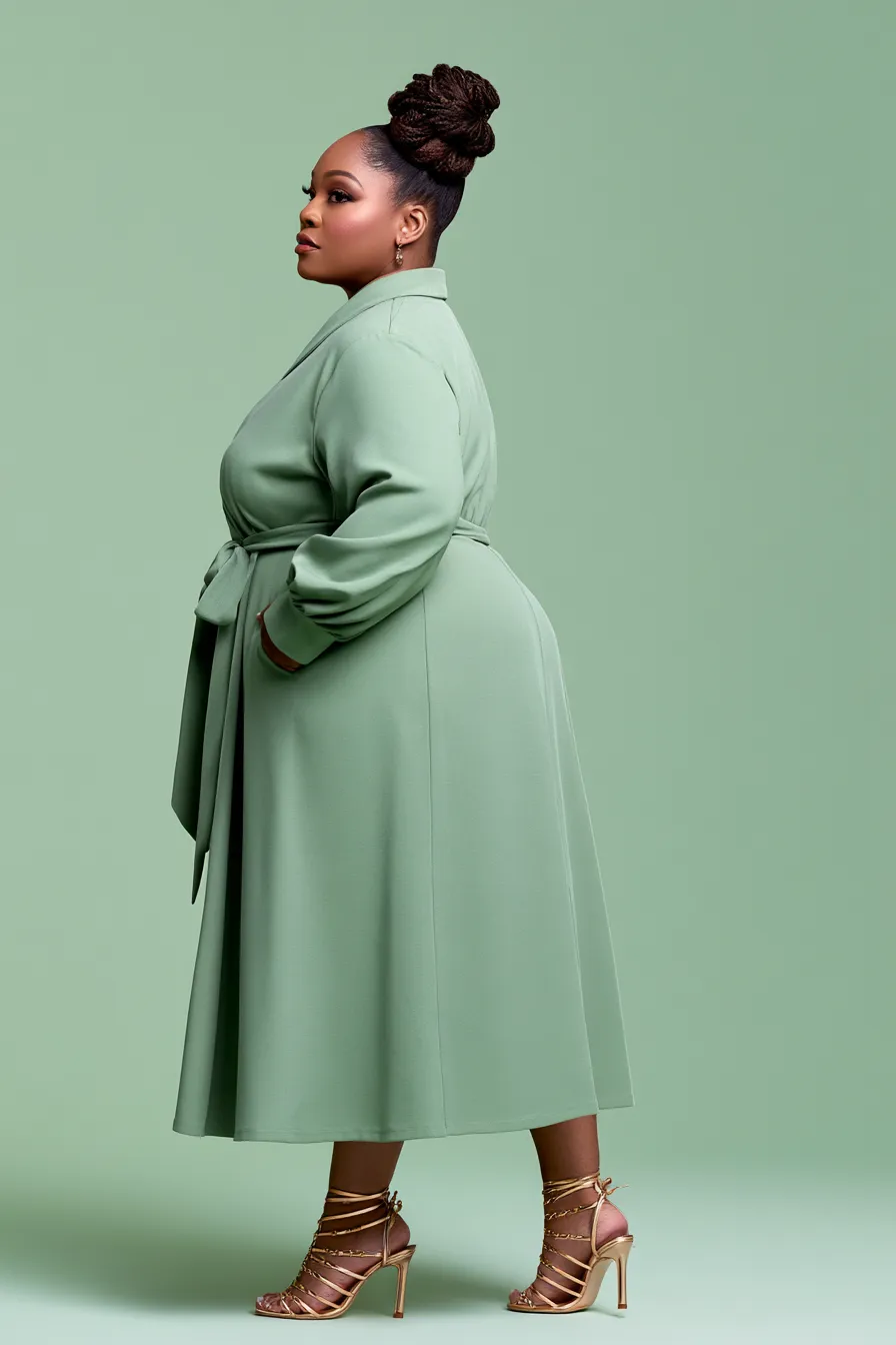 Best plus size wedding guest outfit in a flattering wrap silhouette