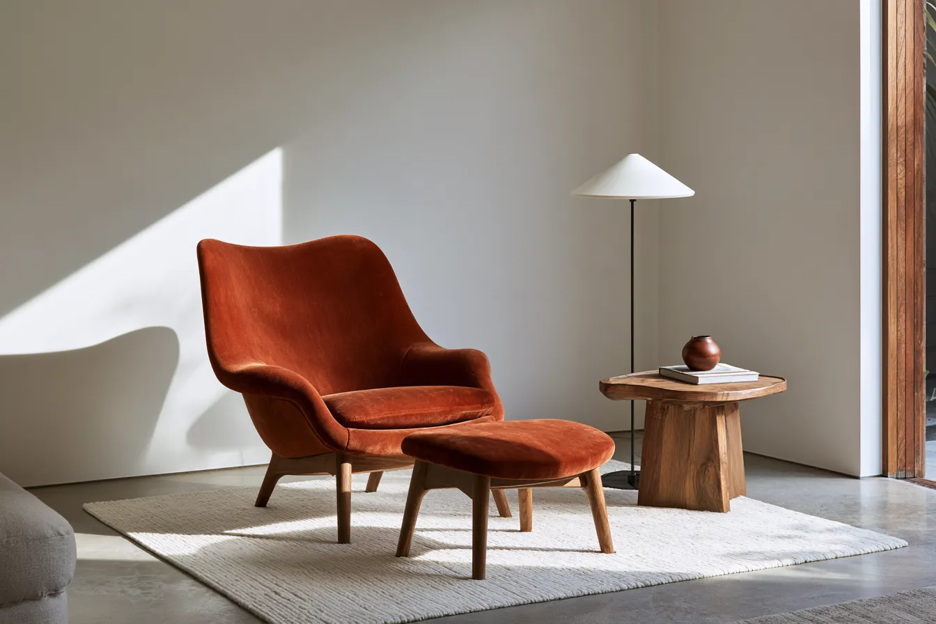 single accent chair living room ideas minimalist editorial photography