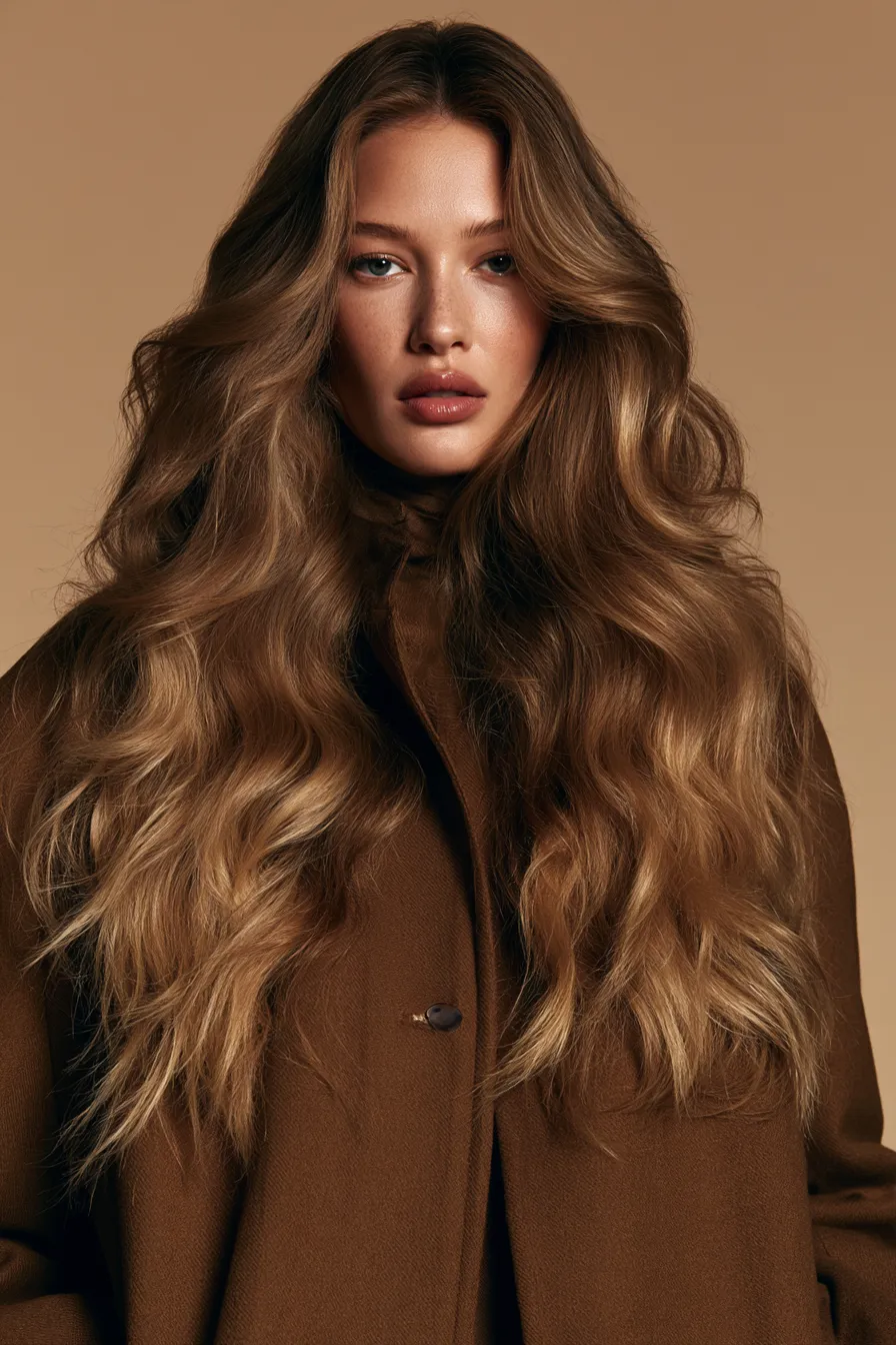 Balayage aspect reflets chauds dorés portrait beauté éditorial éclairage