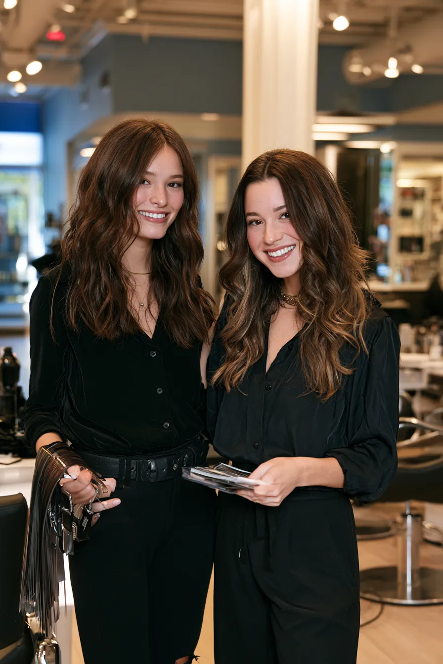 Dire coloriste balayage ombré salon moderne portrait éditorial chaleur