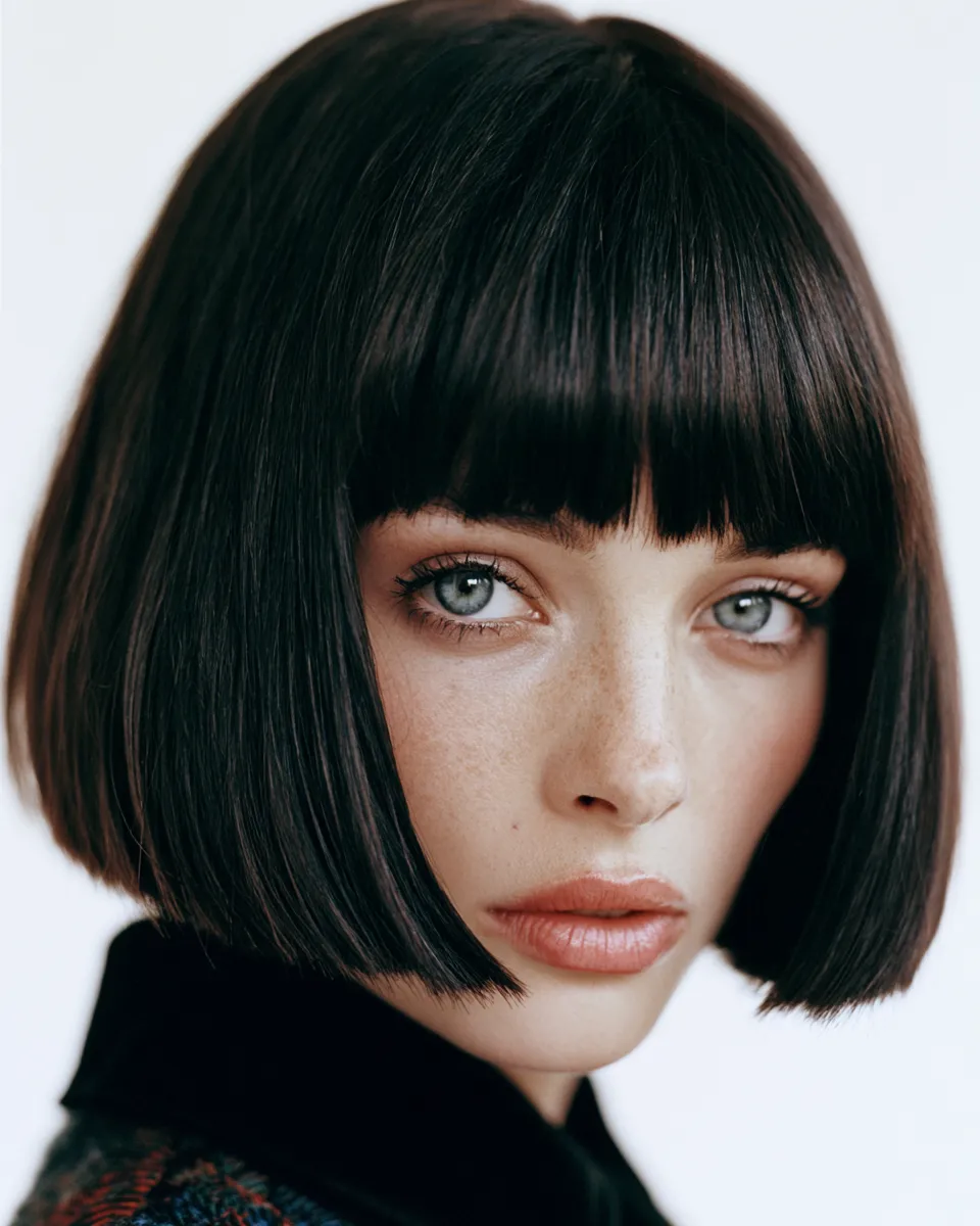 carré court lisse brillant cheveux droits éditorial