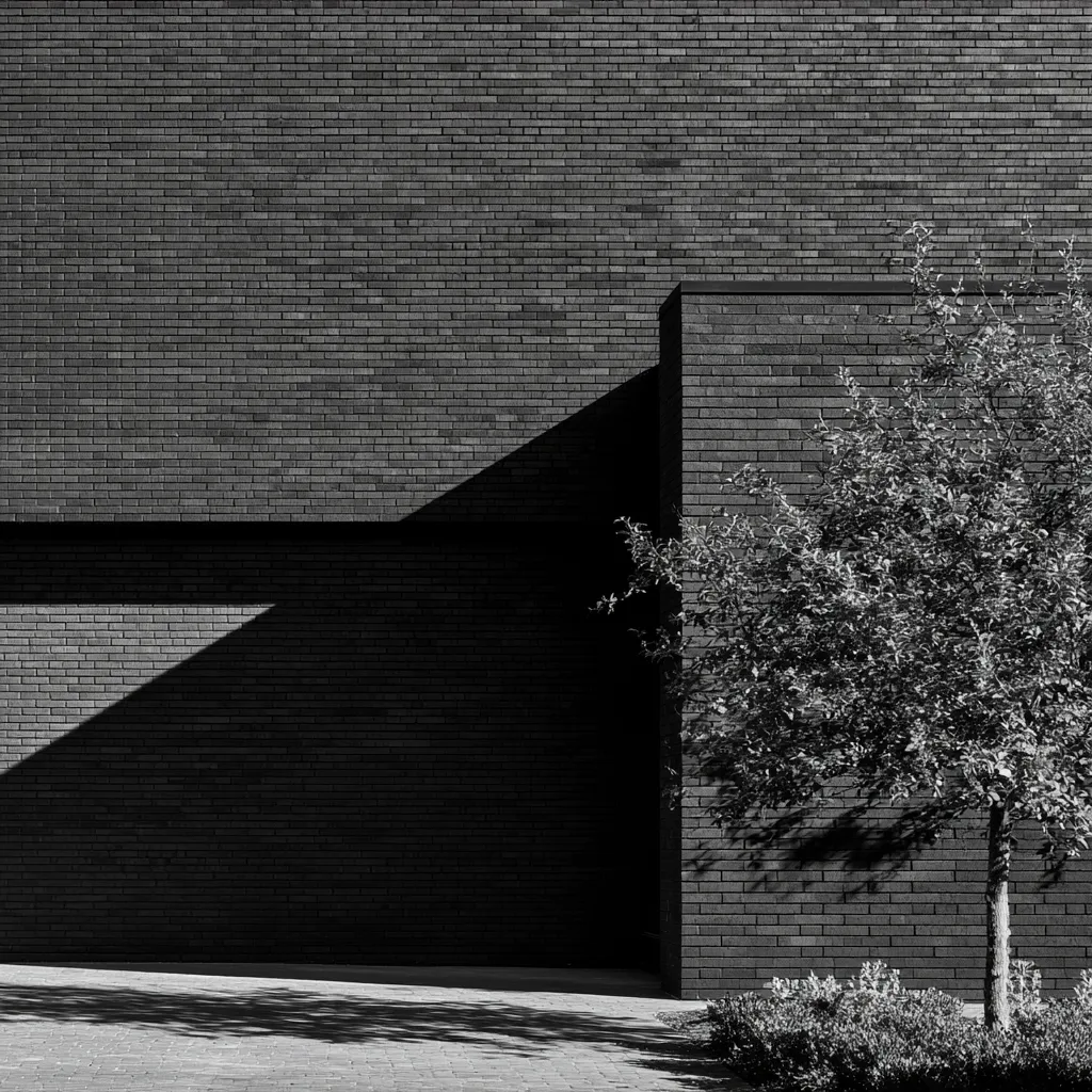 Brick house facade design featuring stacked bond pattern in charcoal clay units