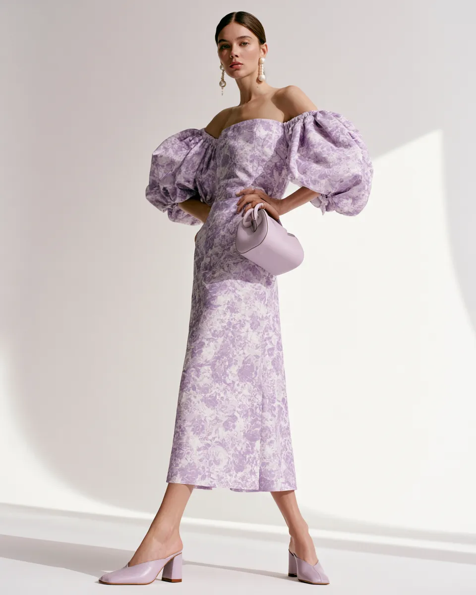 how to accessorise a bridal shower outfit floral midi dress pearls mini bag