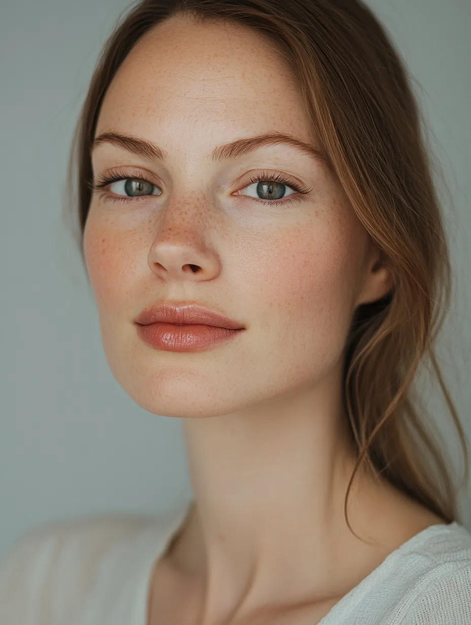 Fair-skinned woman with butter lips trend as focal point of minimal makeup look showing how to get it at home