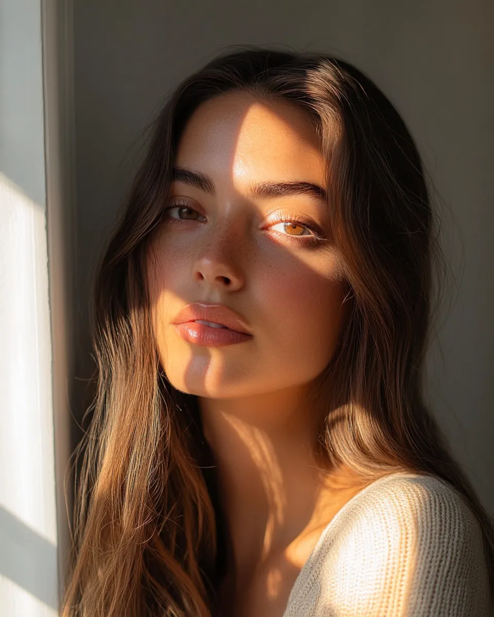 Real woman with warm skin tone wearing butter lips trend at home with amber-glazed warm pillowy lip result