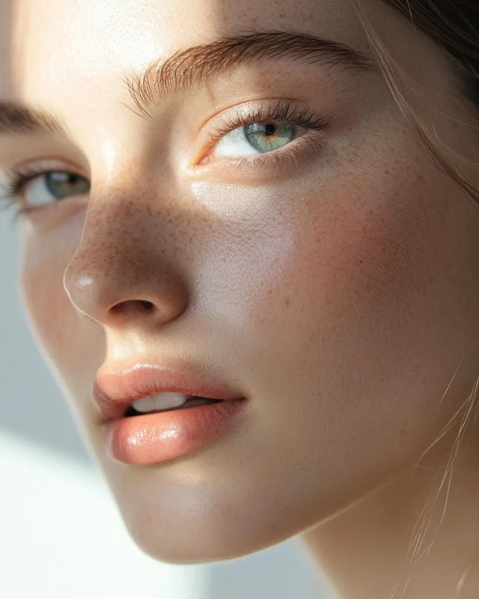 Model with clear skin demonstrating using niacinamide with vitamin C serum in the same morning routine