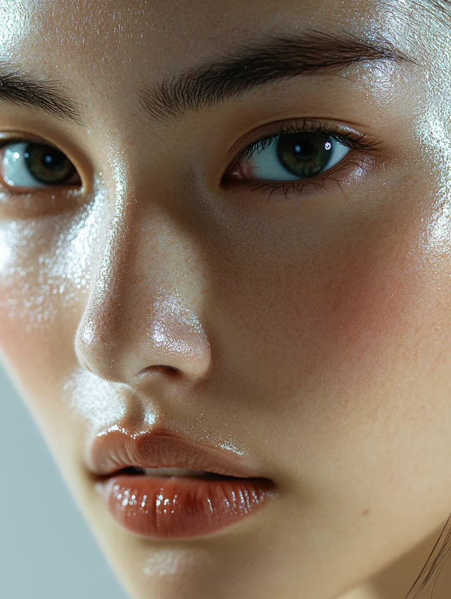 Editorial close-up showing bright skin tone from mixing niacinamide and vitamin C in the same morning routine