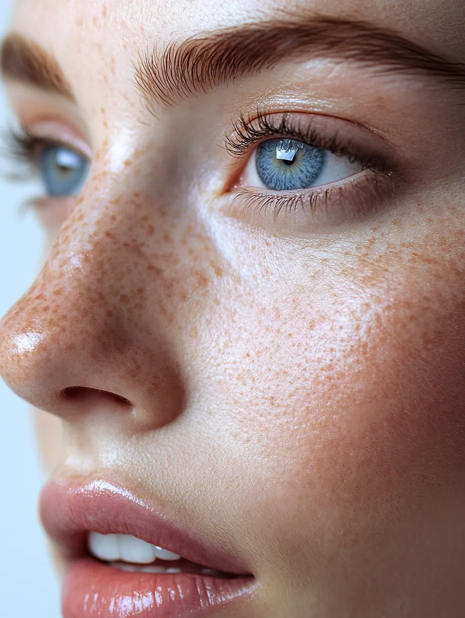 Macro skin texture shot showing results of using niacinamide and vitamin C in the same routine together