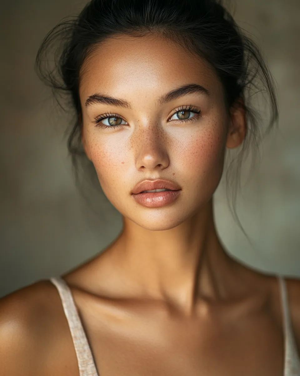 Woman with visibly bright skin from combining vitamin C serum and niacinamide in her daily morning routine
