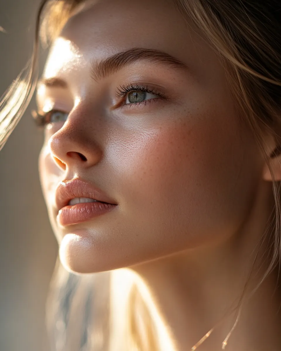 Mirror reflection of a woman layering vitamin C and niacinamide in the same daily skincare routine