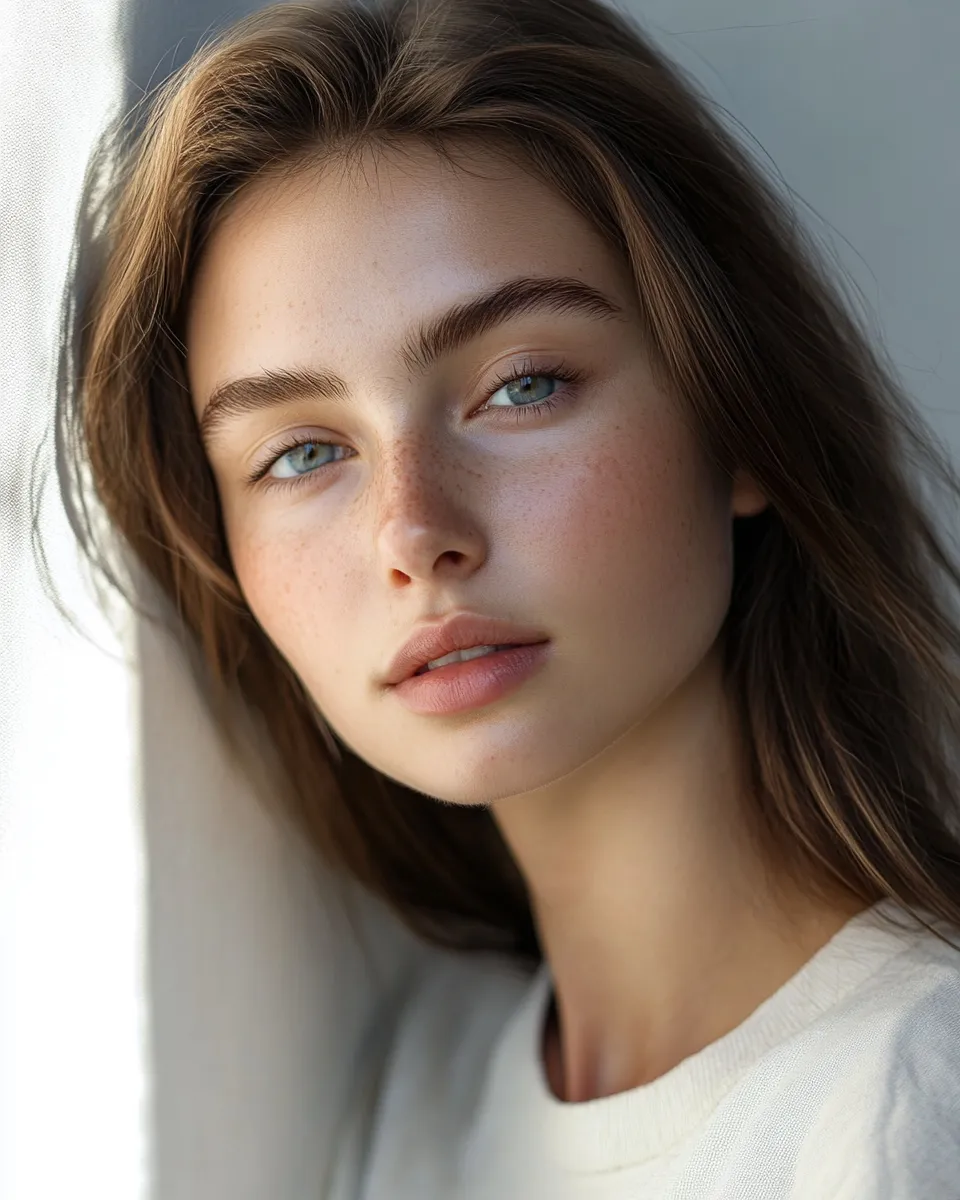 Close-up of a woman's glowing face next to two serums showing how to combine niacinamide and vitamin C in a daily routine