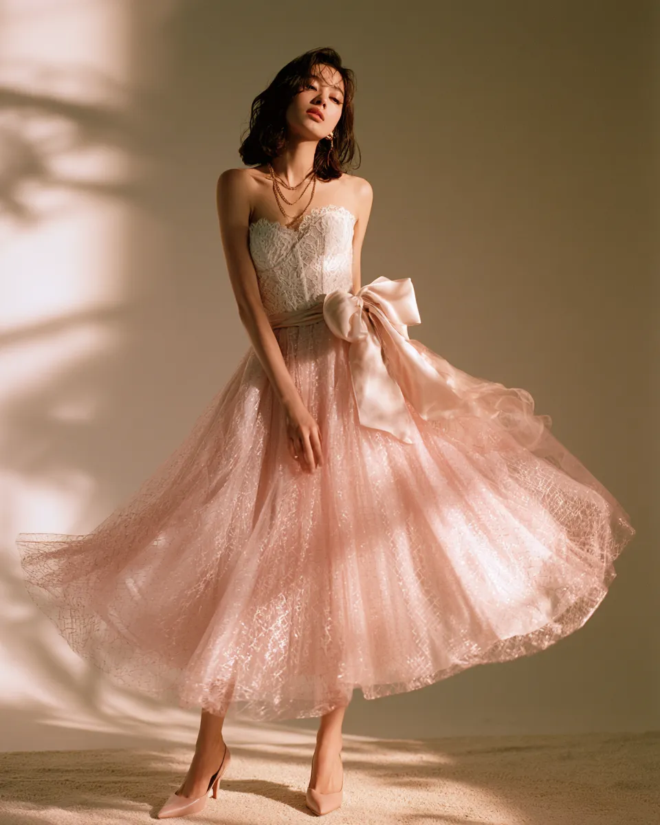 coquette night out outfit ideas lace corset tulle midi skirt bow detail gold chain