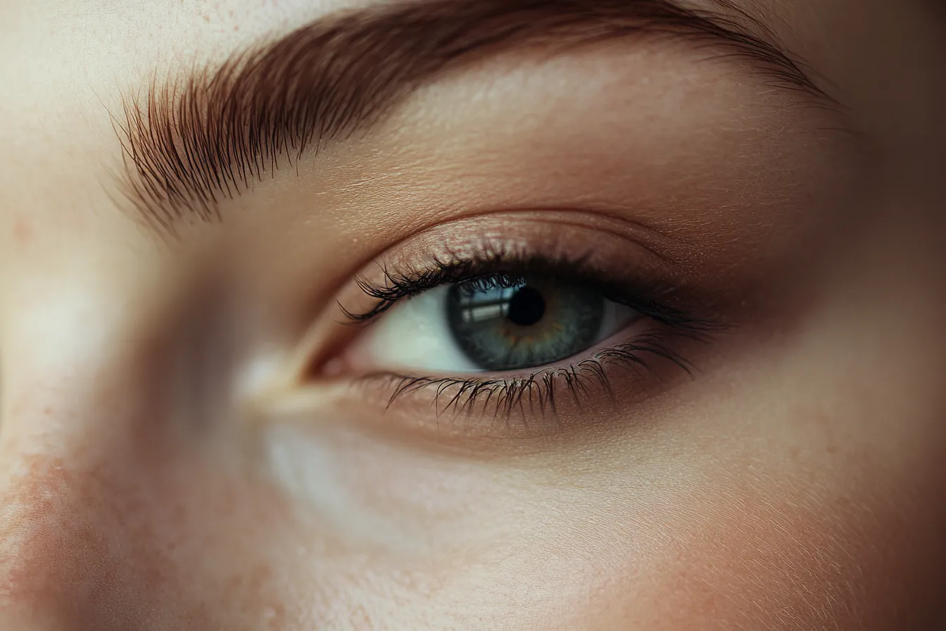 Detail portrait of hooded eye shape with beginner-friendly matte shadow and inner corner highlight visible
