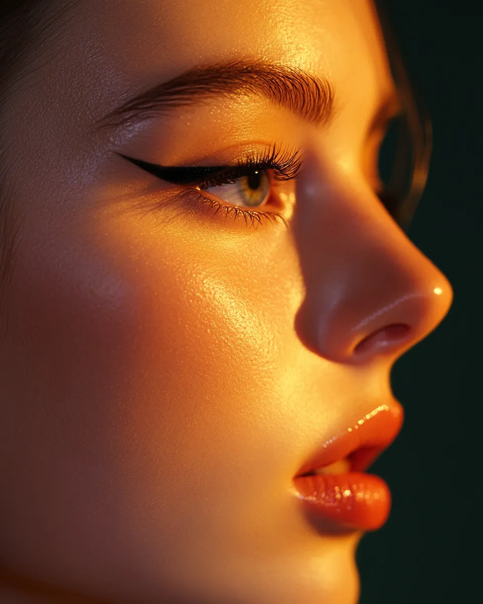 Woman's face in side light with hooded eyes fully made up using beginner-friendly step by step eye techniques