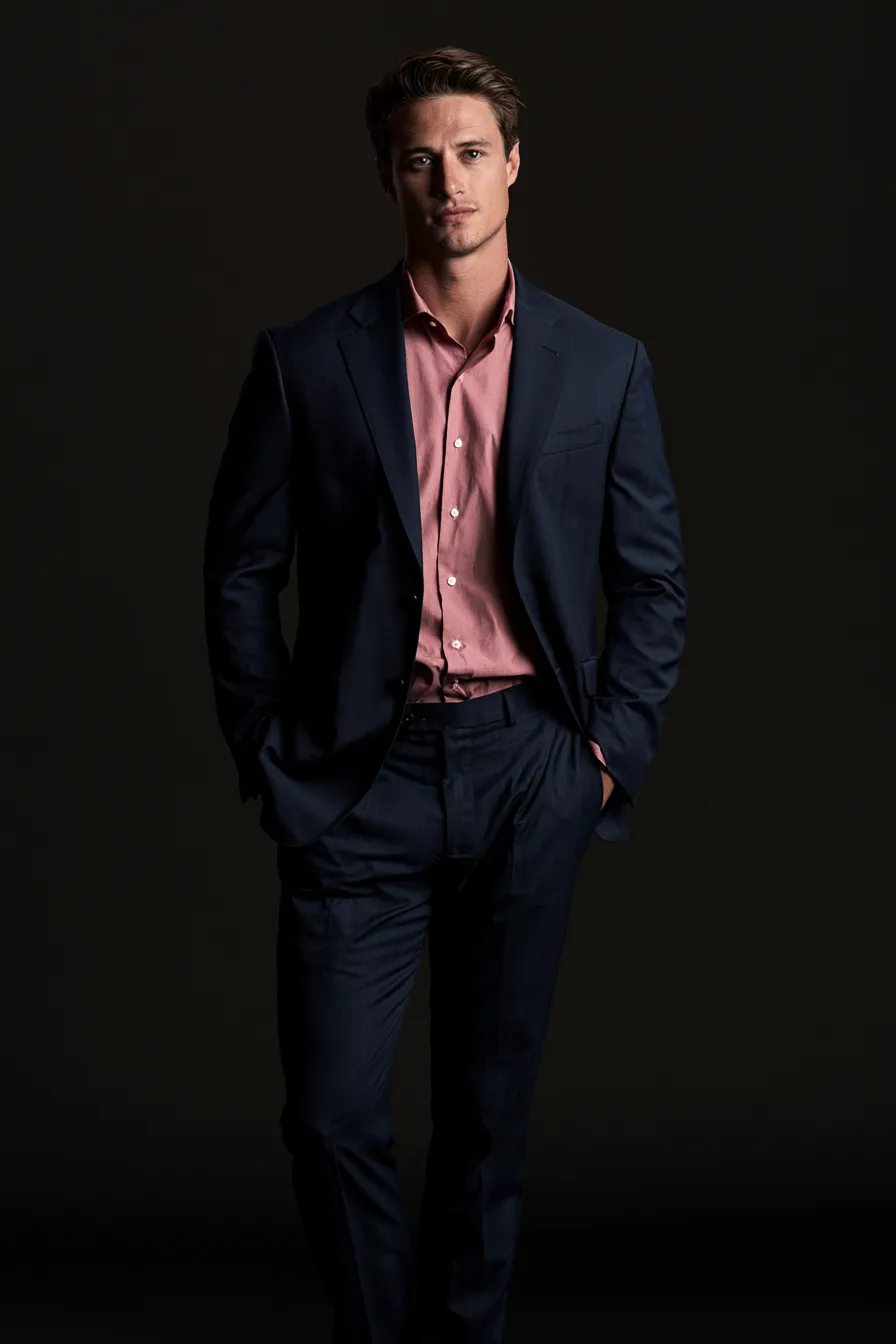 men's stylish blue clothing idea for birthday dinner in navy tones
