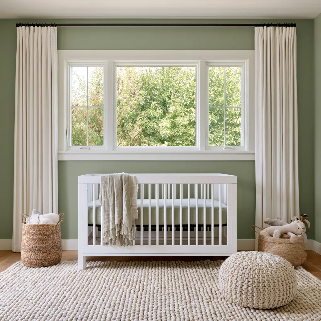 Green home color palette used on nursery walls