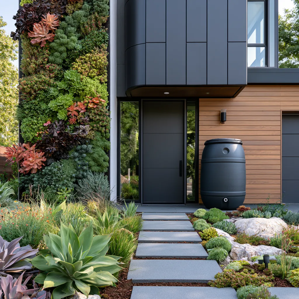 Sustainable green home colour scheme with native planting
