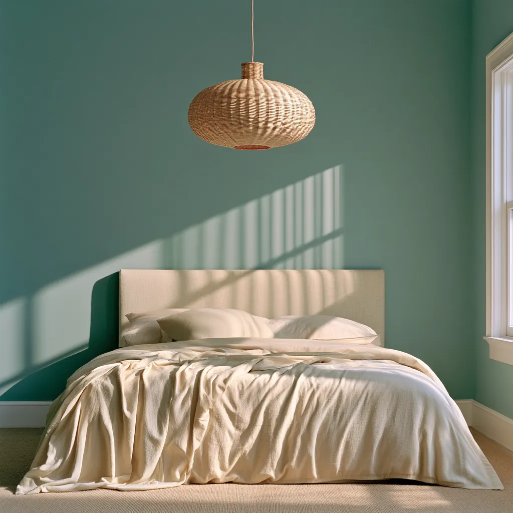 Bedroom decorated with a soothing green home color idea
